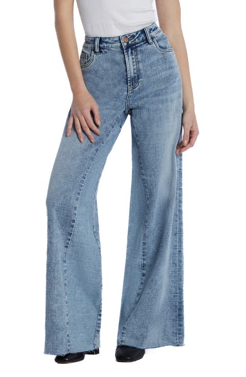 Happy Dual Two-Tone High Waist Wide Leg Jeans