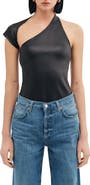 Two Lines by Marcella Milan One Shoulder Faux Leather Top