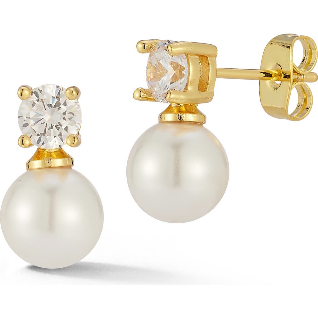 Shop Chloe & Madison Chloe And Madison Cubic Zirconia & Faux Pearl Stud Earrings In Gold
