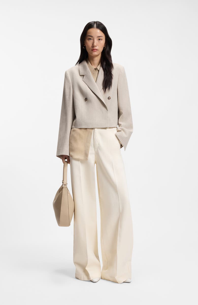 BOSS Essential High Waist Wide Leg Jeans, Alternate, color, Soft Cream