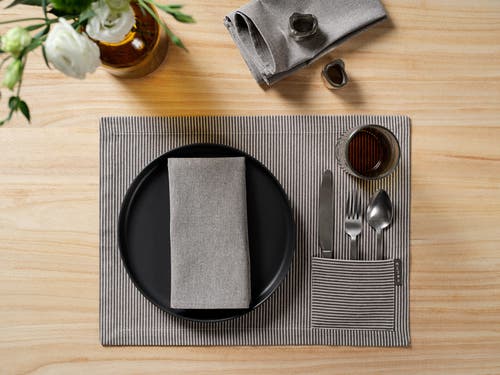 Meema Cotton Cloth Placemats In Black