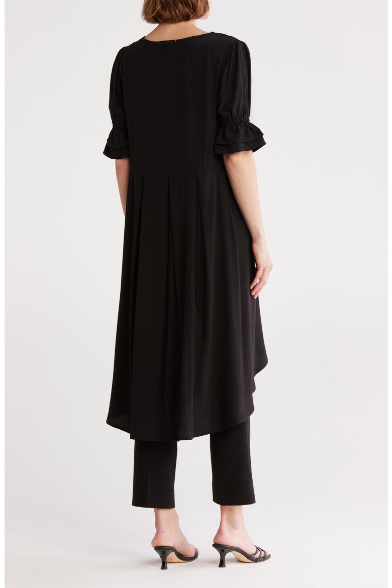 Pleated High-Low Tunic Shirt, Alternate, color, BLACK/ WHITE COMBO