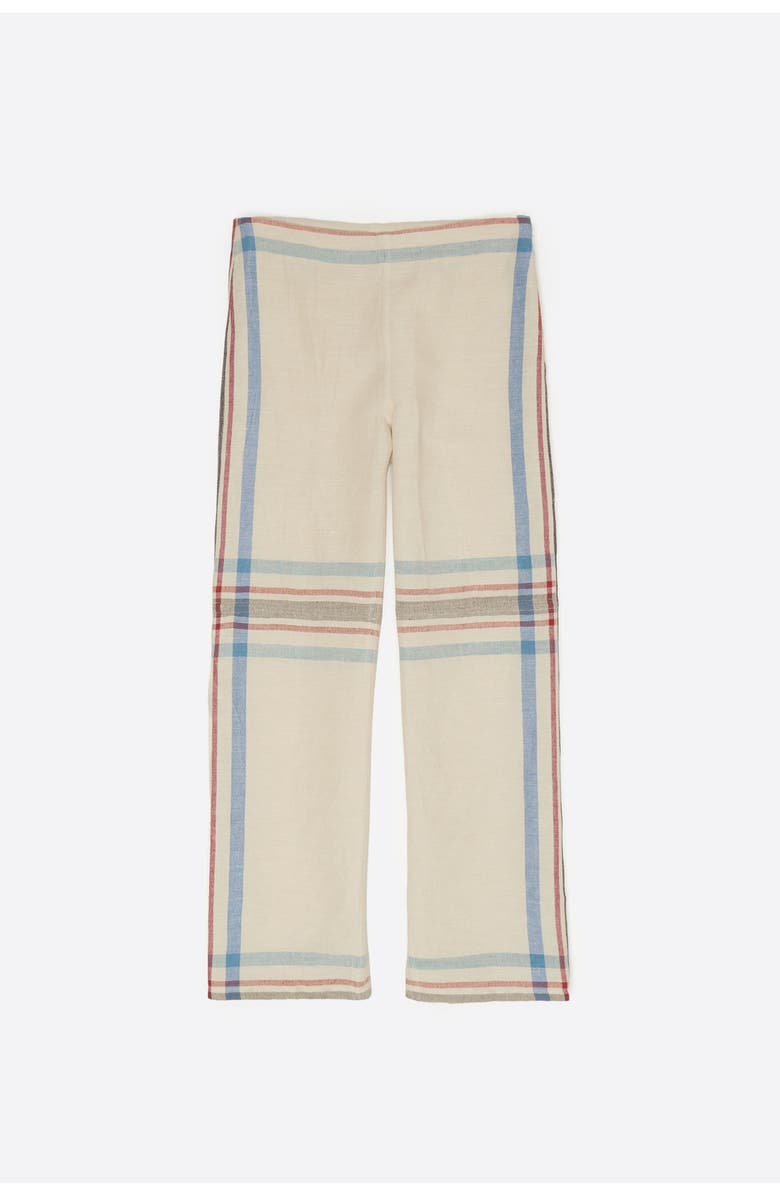 Bimba y Lola Linen Straight Ankle Length Striped Trousers, Alternate, color, Ecru