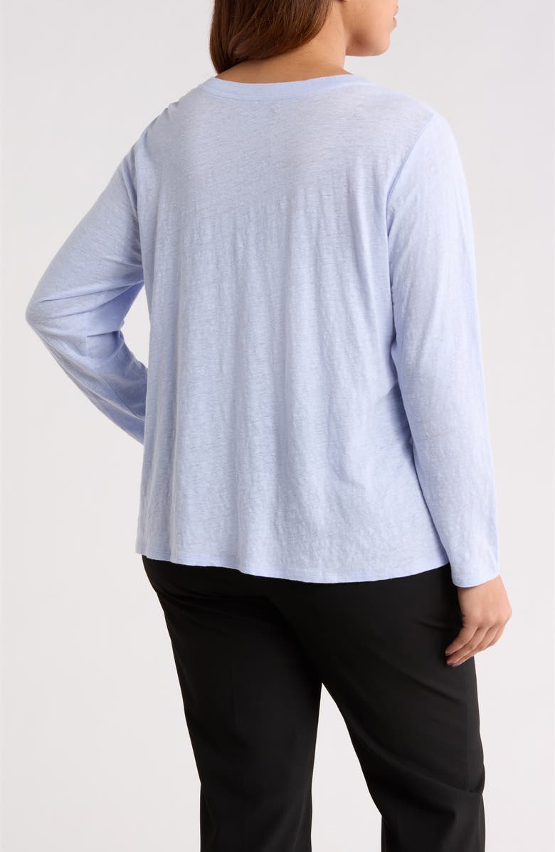 Eileen Fisher Long Sleeve Linen Top, Alternate, color, Airy Blue