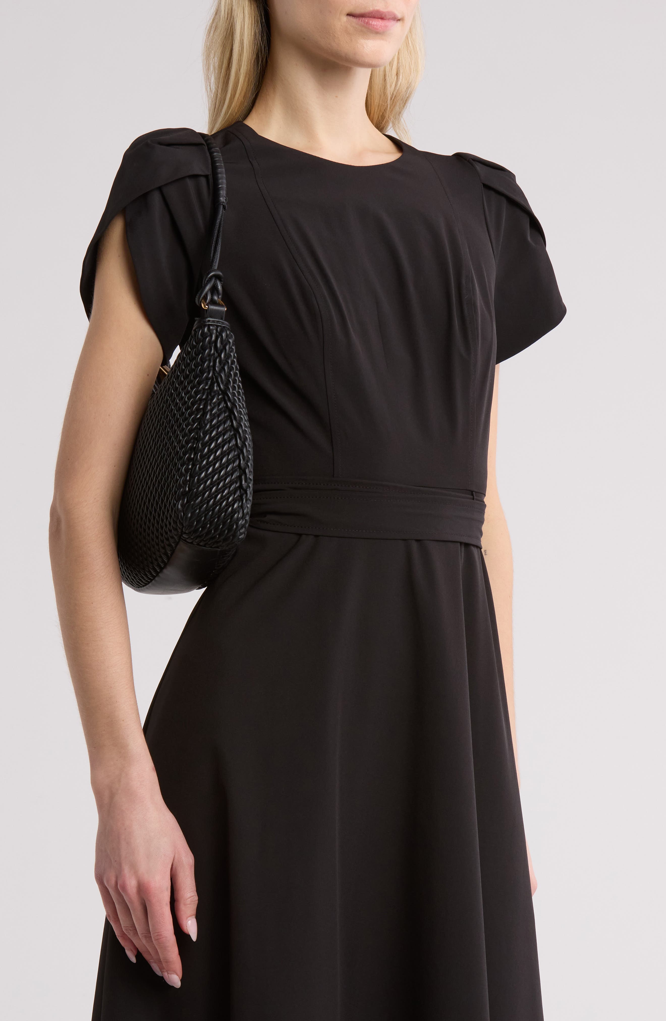 Sam Edelman Julia Quilted Recycled Leather Shoulder Bag, Alternate, color, Black