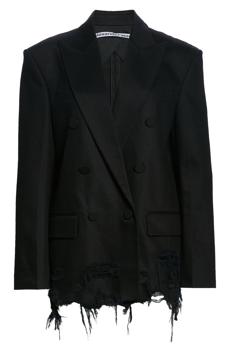 Alexander Wang Frayed Double Breasted Blazer, Alternate, color, 