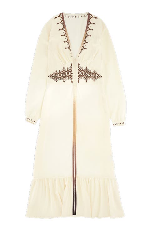 Ada Embroidered Silk Creponne Dress