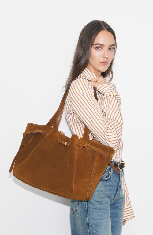Tory Burch Romy Pebble Leather Bucket Bag In Brown