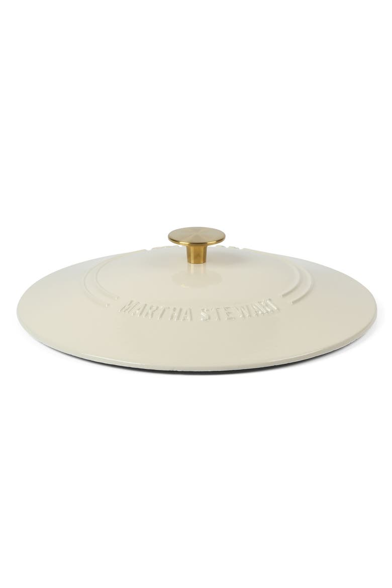 Gatwick 3.5-Quart Enameled Cast Iron Dutch Oven Braiser with Lid, Alternate, color, Linen/Gold