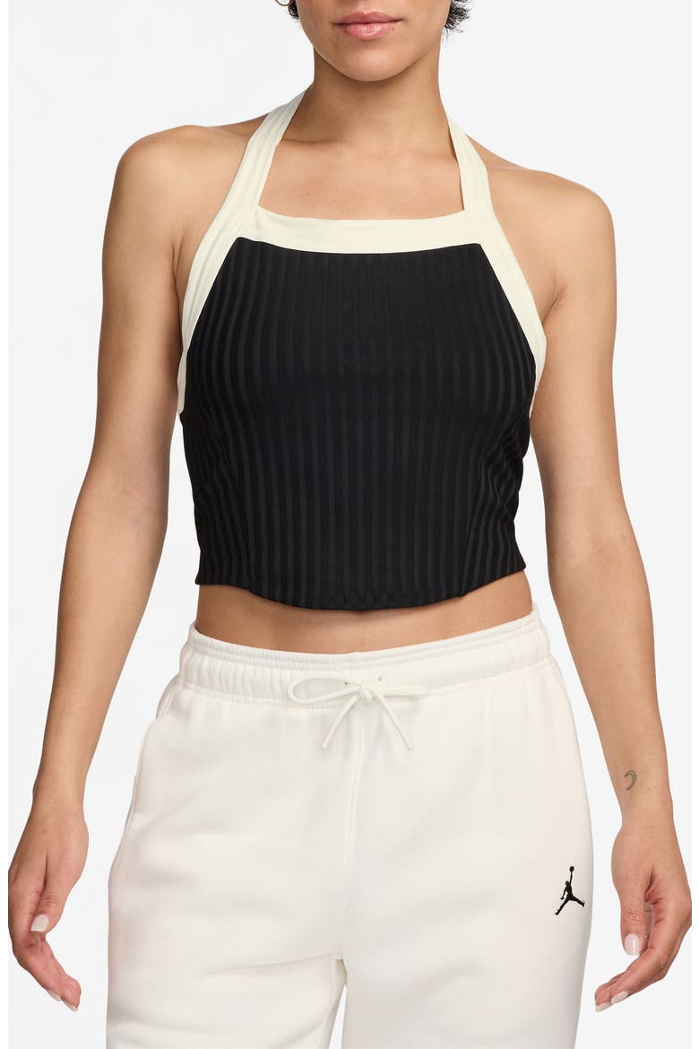Flight Poolside Rib Crop Halter Top, Main, color, BLACK/ SAIL/ SAIL