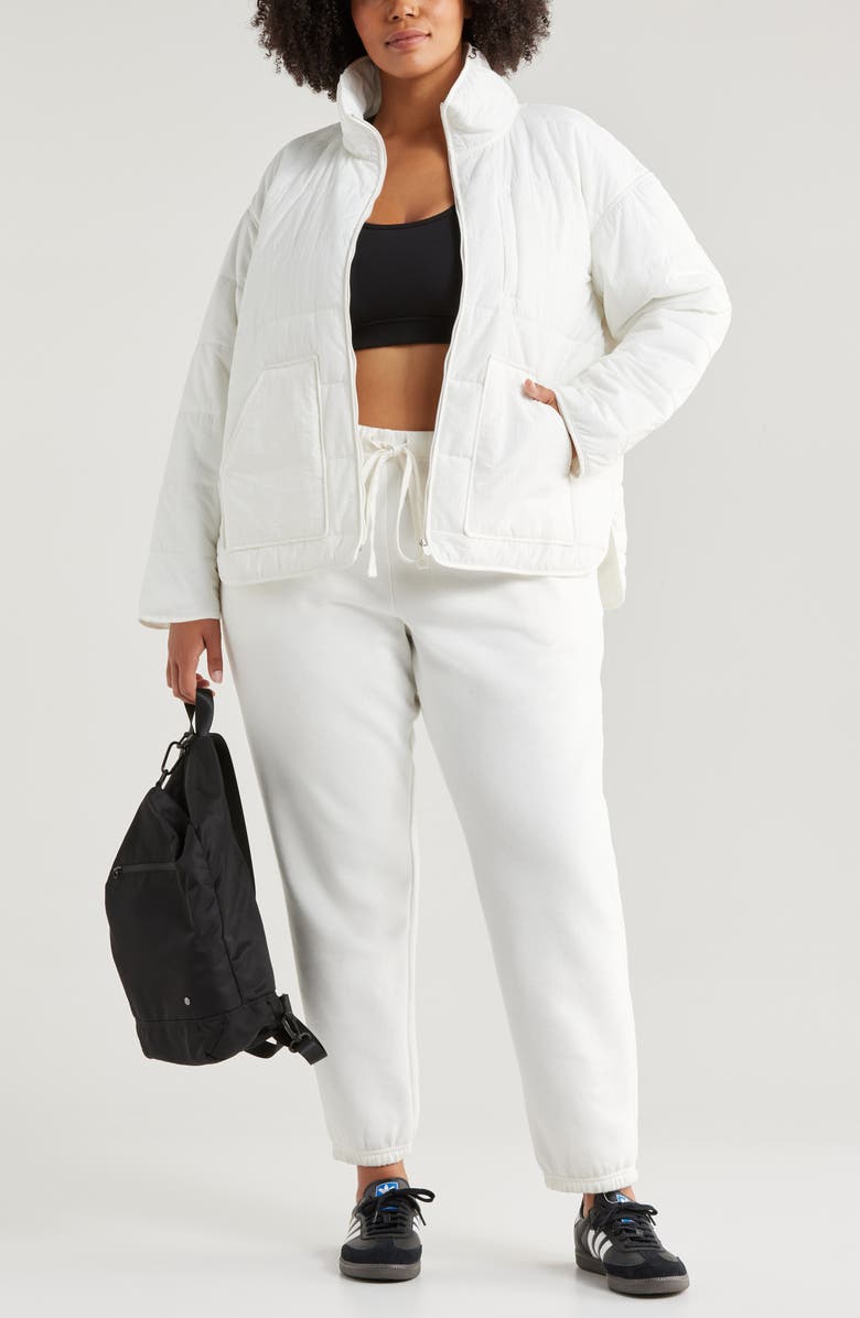 Zella Quilted Packable Jacket, Alternate, color, Ivory Cloud