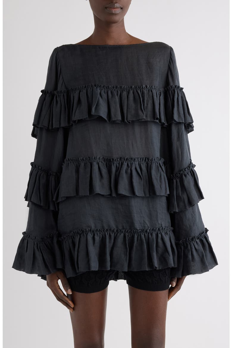 Carlice Ramie Mousseline Top, Main, color, BLACK