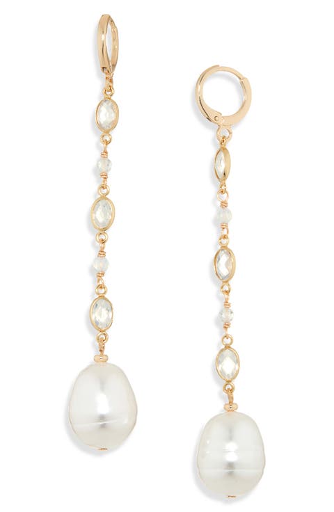 Crystal & Faux Pearl Linear Drop Earrings