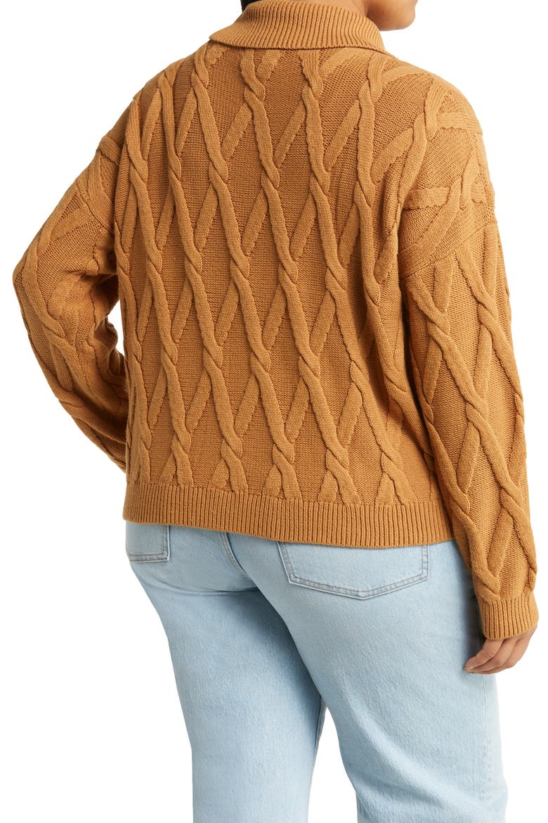 Cable Half Zip Sweater, Alternate, color, TAN DALE