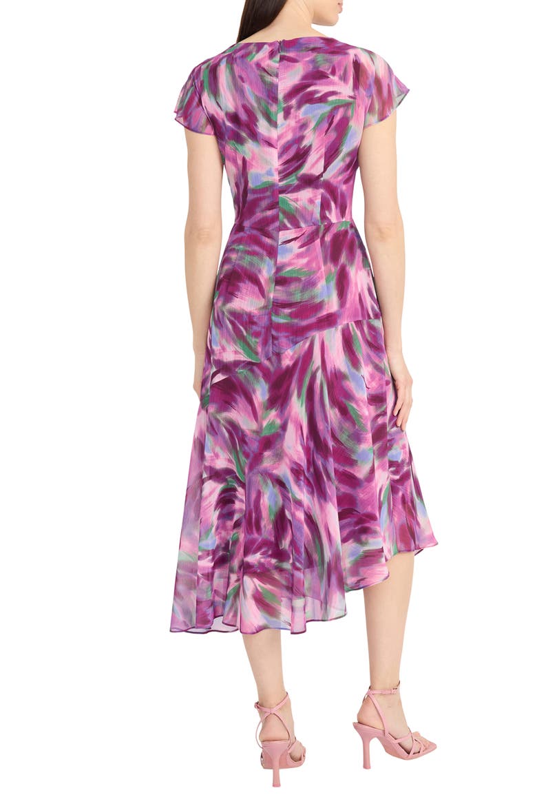 Abstract Print Asymmetric Chiffon Midi Dress, Alternate, color, PERRI/ PURPLE