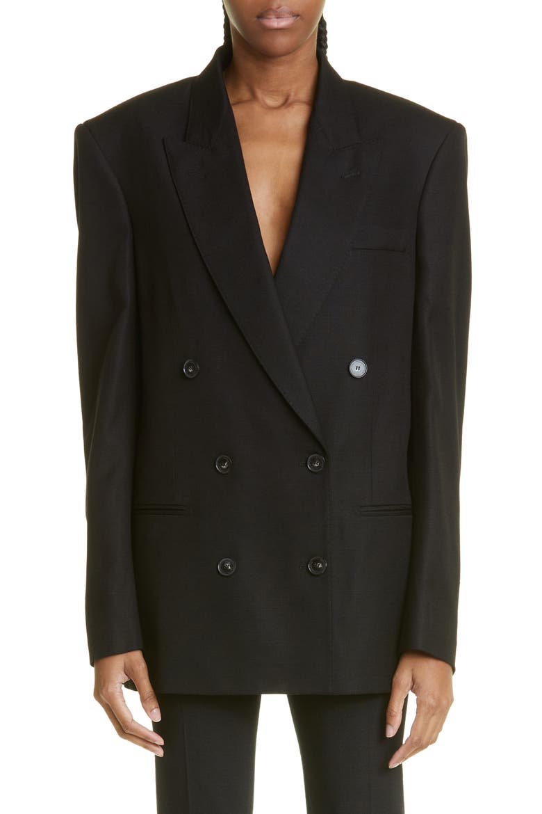 Oversize Double Breasted Jacket, Main, color, BLACK