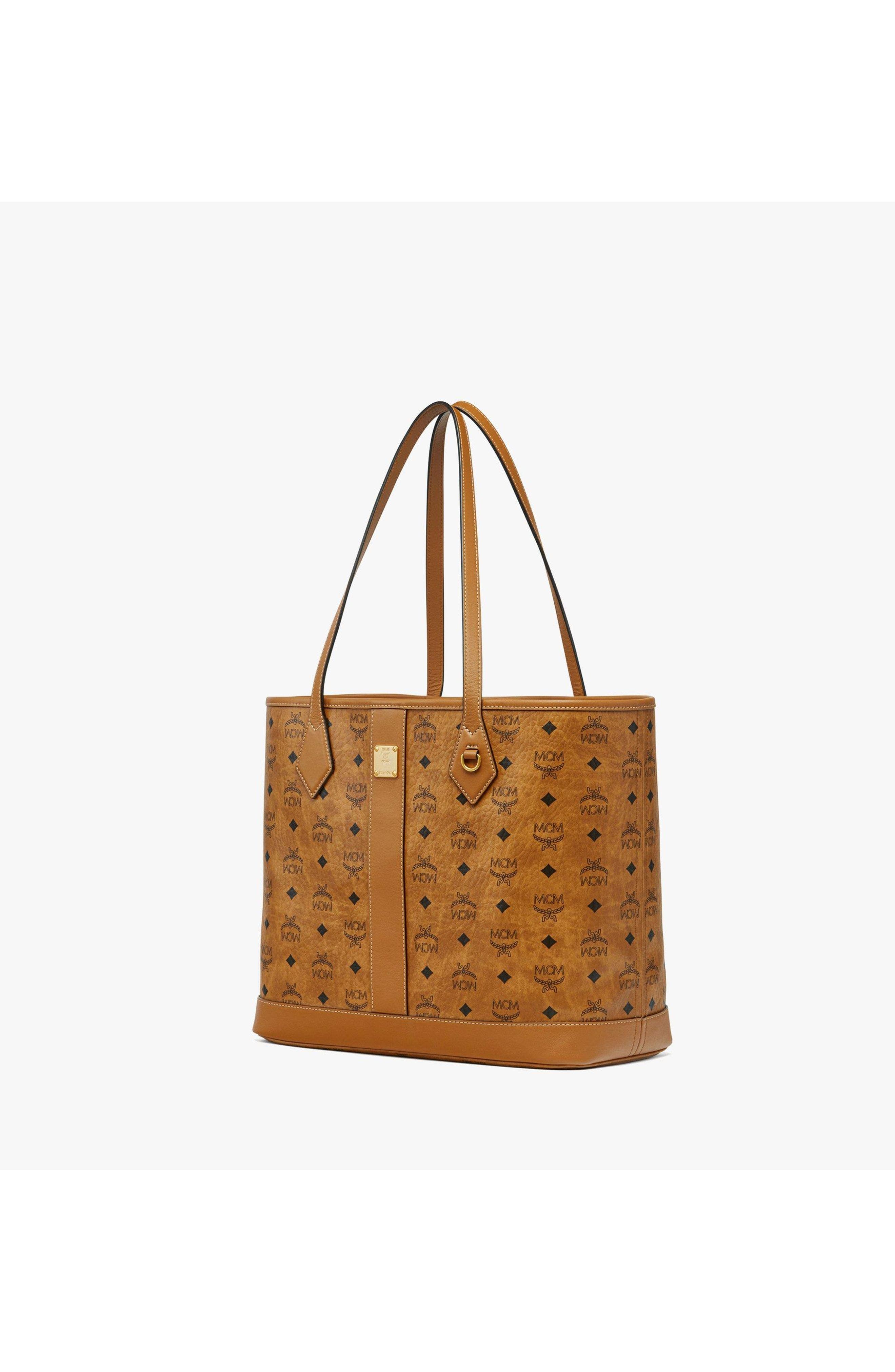 New Medium Liz Shopper in Visetos, Alternate, color, Cognac