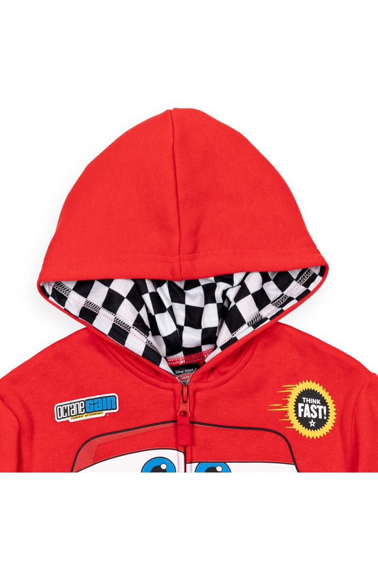 Cars Lightning McQueen Fleece Zip-Up Hoodie, Alternate, color, McQueen Red