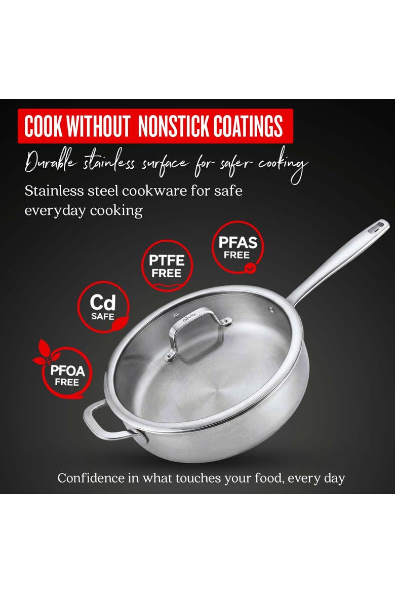 Maestro 4QT 5-Ply Stainless Steel Saute Pan with Lid, Alternate, color, Stainless Steel