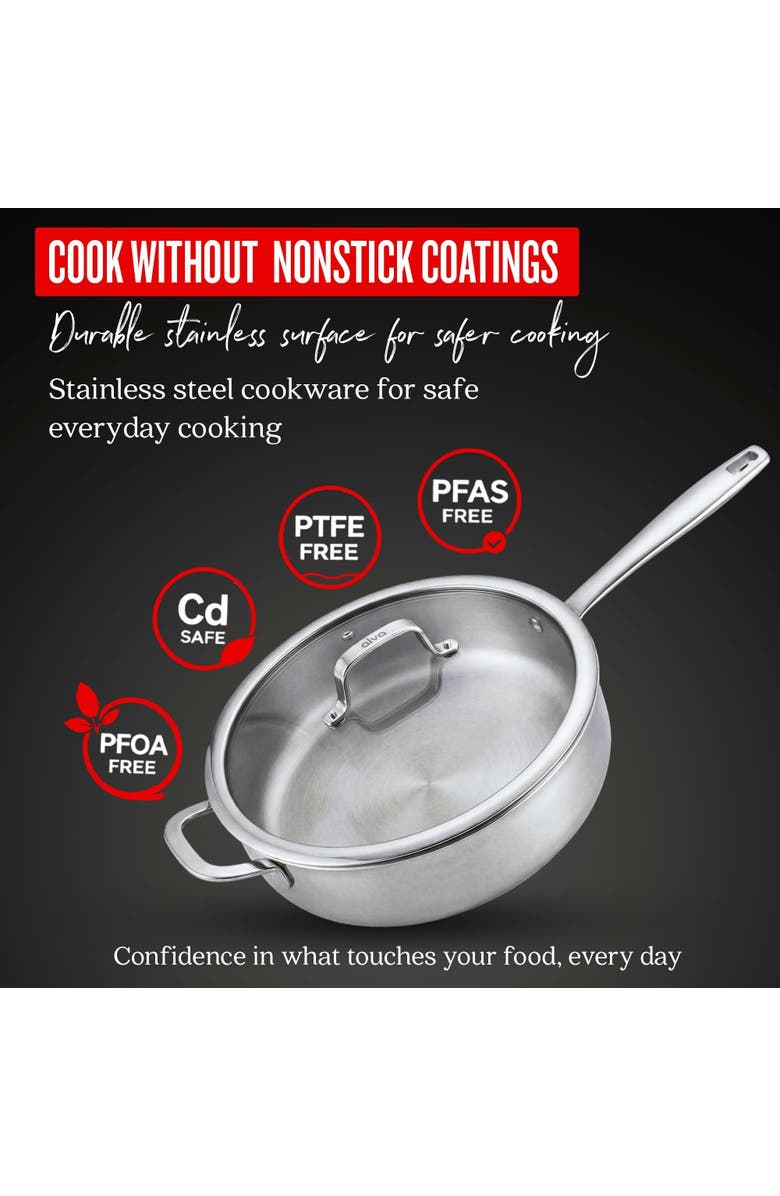 Alva Maestro 4QT 5-Ply Stainless Steel Saute Pan with Lid, Alternate, color, Stainless Steel