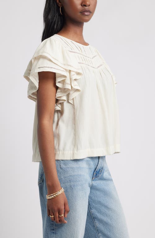 Treasure & Bond Double Ruffle Sleeve Top In White
