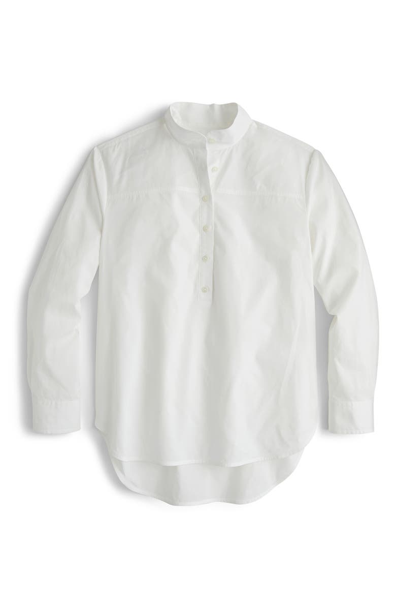 J.Crew Band Collar Popover Cotton Poplin Tunic Top, Alternate, color,