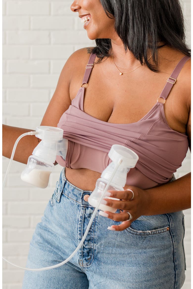 Busty Size Amelia Pumping and Nursing Crop Cami, Alternate, color, Mauve
