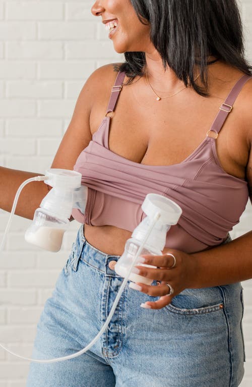 Davin & Adley Busty Size Amelia Pumping And Nursing Crop Cami In Pink