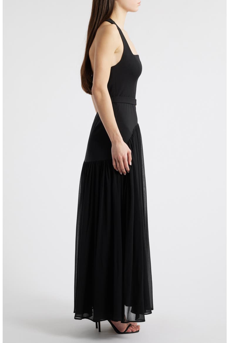 Aza A-Line Halter Dress, Alternate, color, BLACK