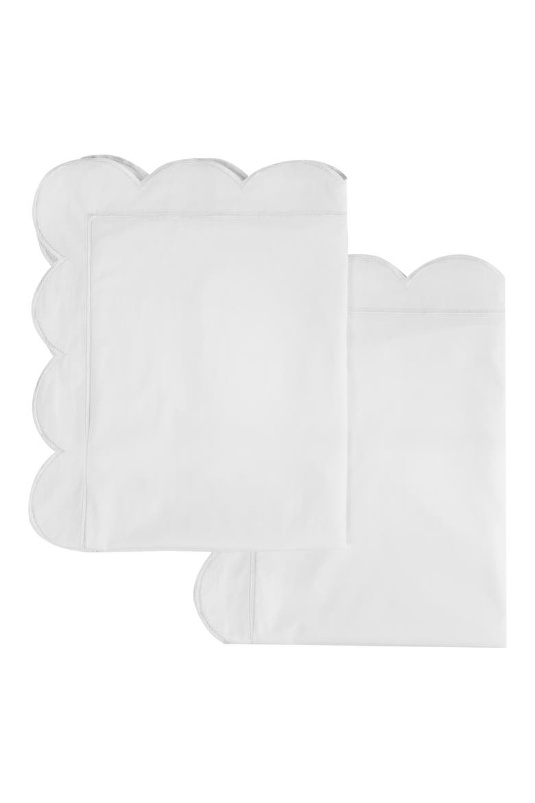 Scallop Embroidered Cotton Duvet Set, Alternate, color, WHITE/ WHITE