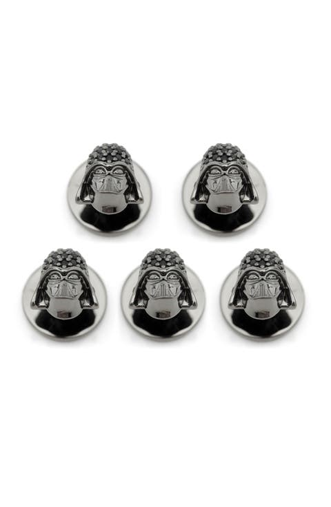 Set of 5 Darth Vader Crystal Helmet Shirt Studs