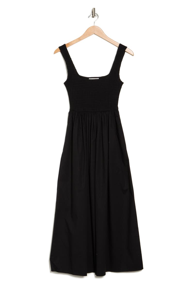Smocked Fit & Flare Sundress, Alternate, color, BLACK