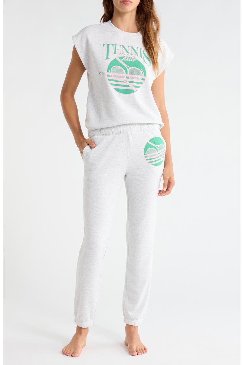 Sleeveless Sweatshirt & Joggers Fleece Pajamas, Main, color, H CLOUD