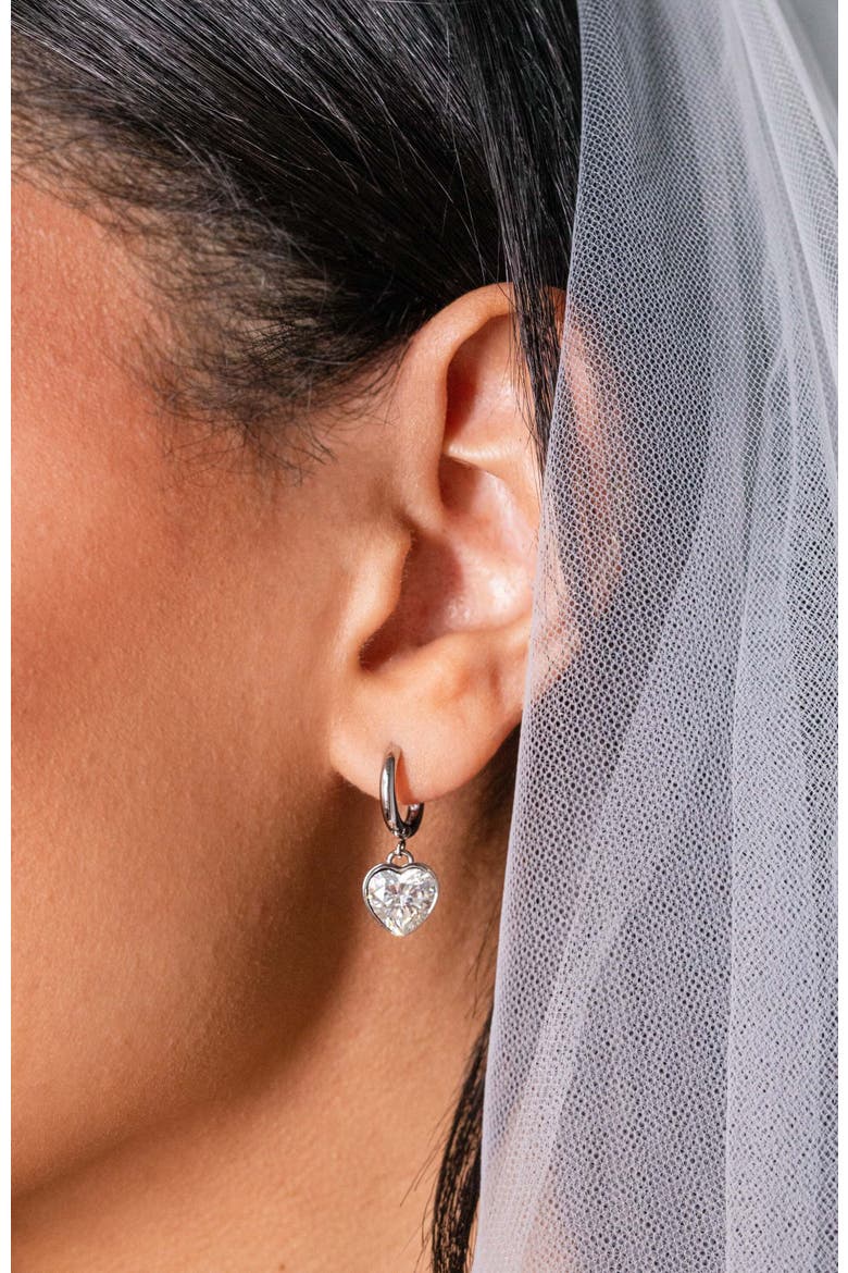Heart Huggie Earrings, Alternate, color, Silver