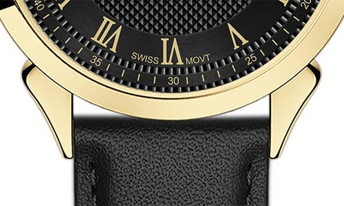 Alfred Sung Swiss Heritage Leather Strap Watch, 42mm