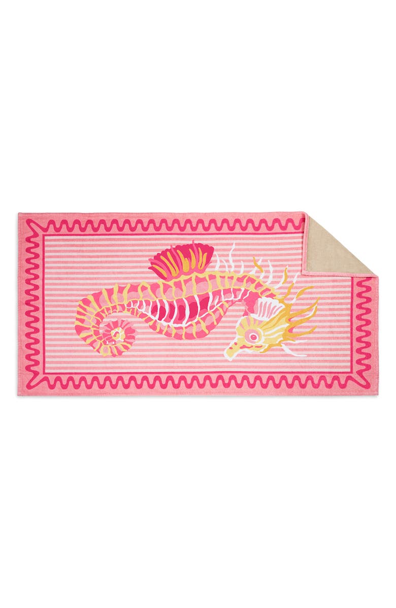Matouk Seahorse Beach Towel, Main, color, Pink Coral