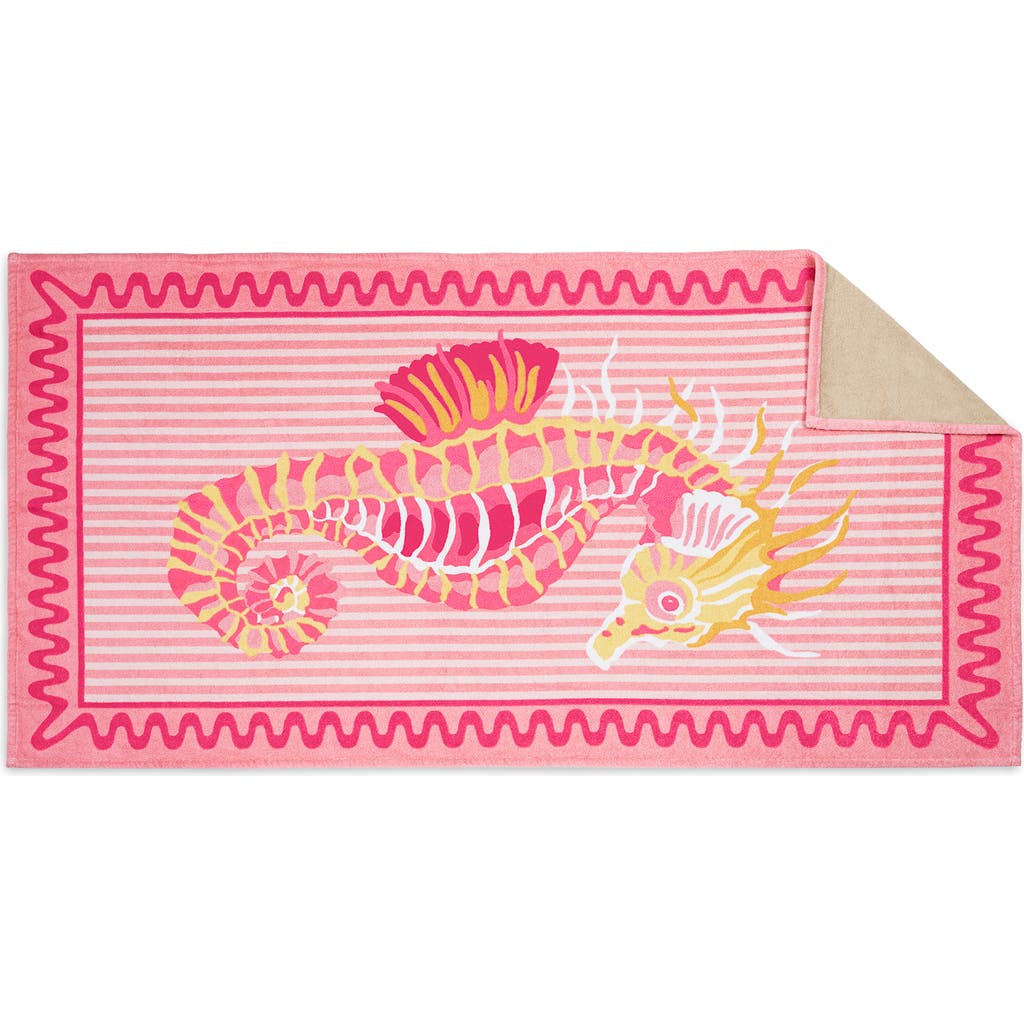 Matouk Seahorse Beach Towel In Pink Coral