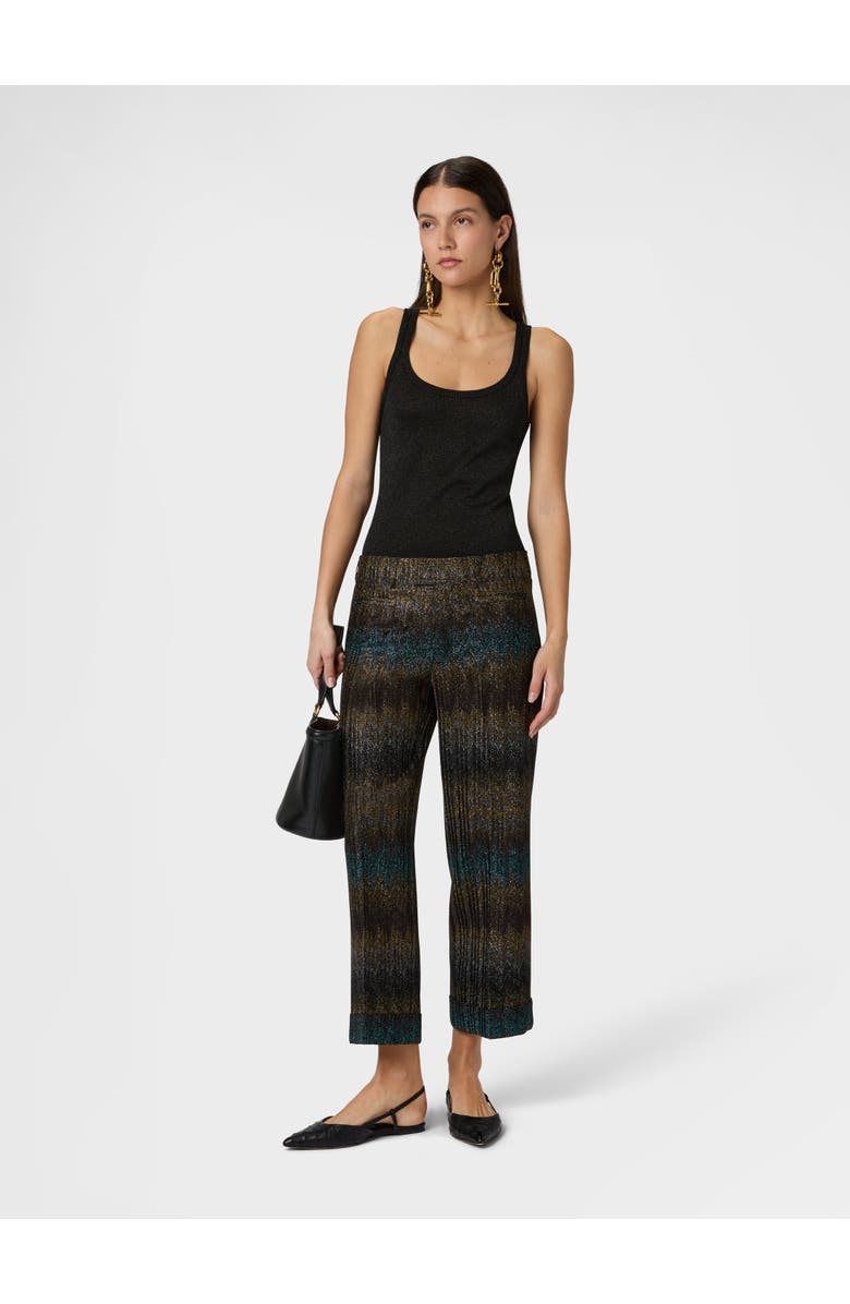Missoni Flared Trousers In Viscose Lamé Snake Motif, Alternate, color, Green& Brown