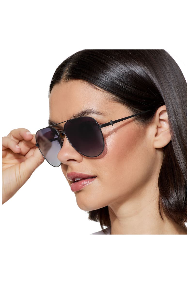 65mm Oversize Pilot Sunglasses, Alternate, color, MATTE BLACK/ SMOKE