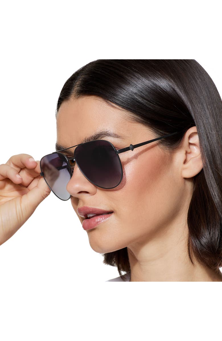 Kurt Geiger London 65mm Oversize Pilot Sunglasses, Alternate, color, Matte Black/ Smoke