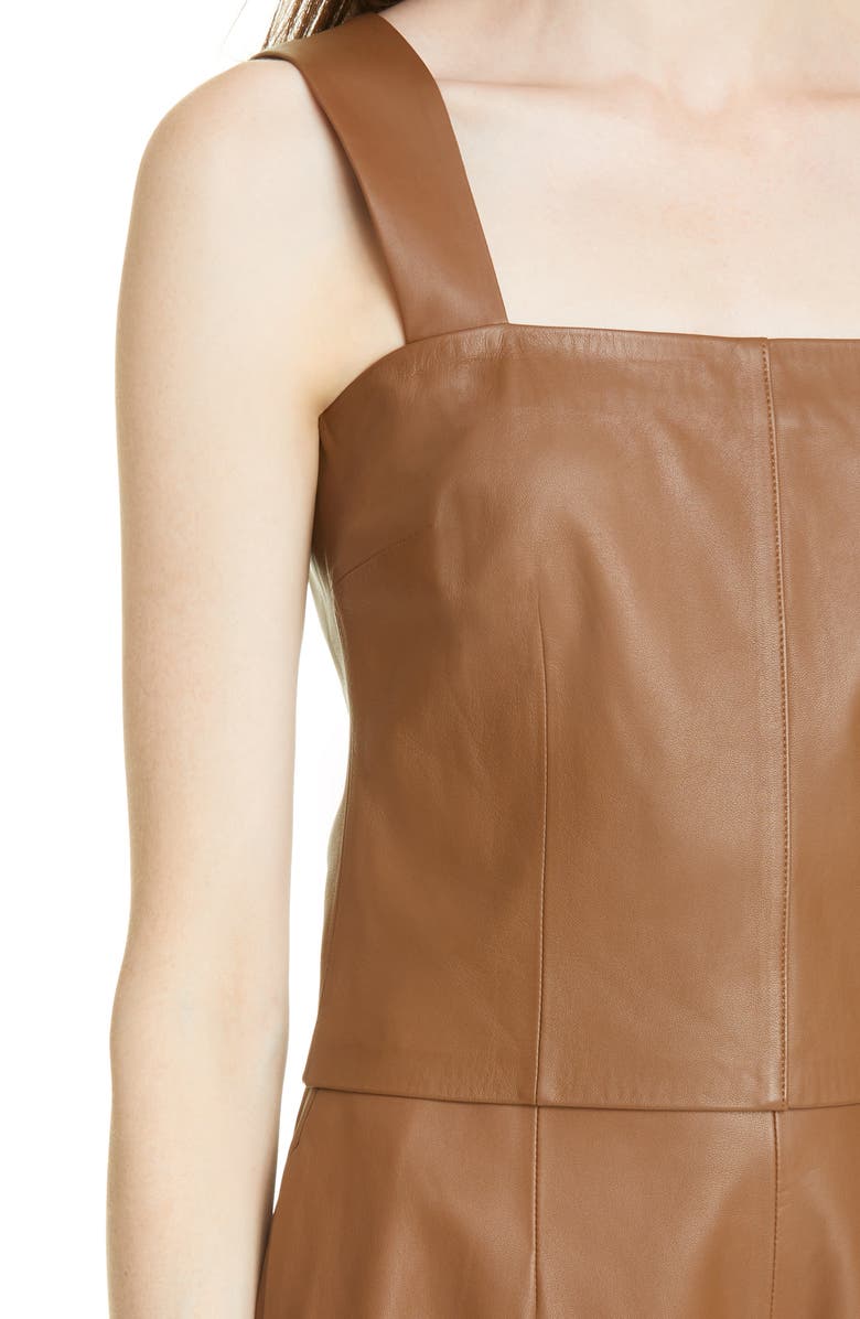 Vince Square Neck Leather Tank Top, Alternate, color, Fawn-Fawn