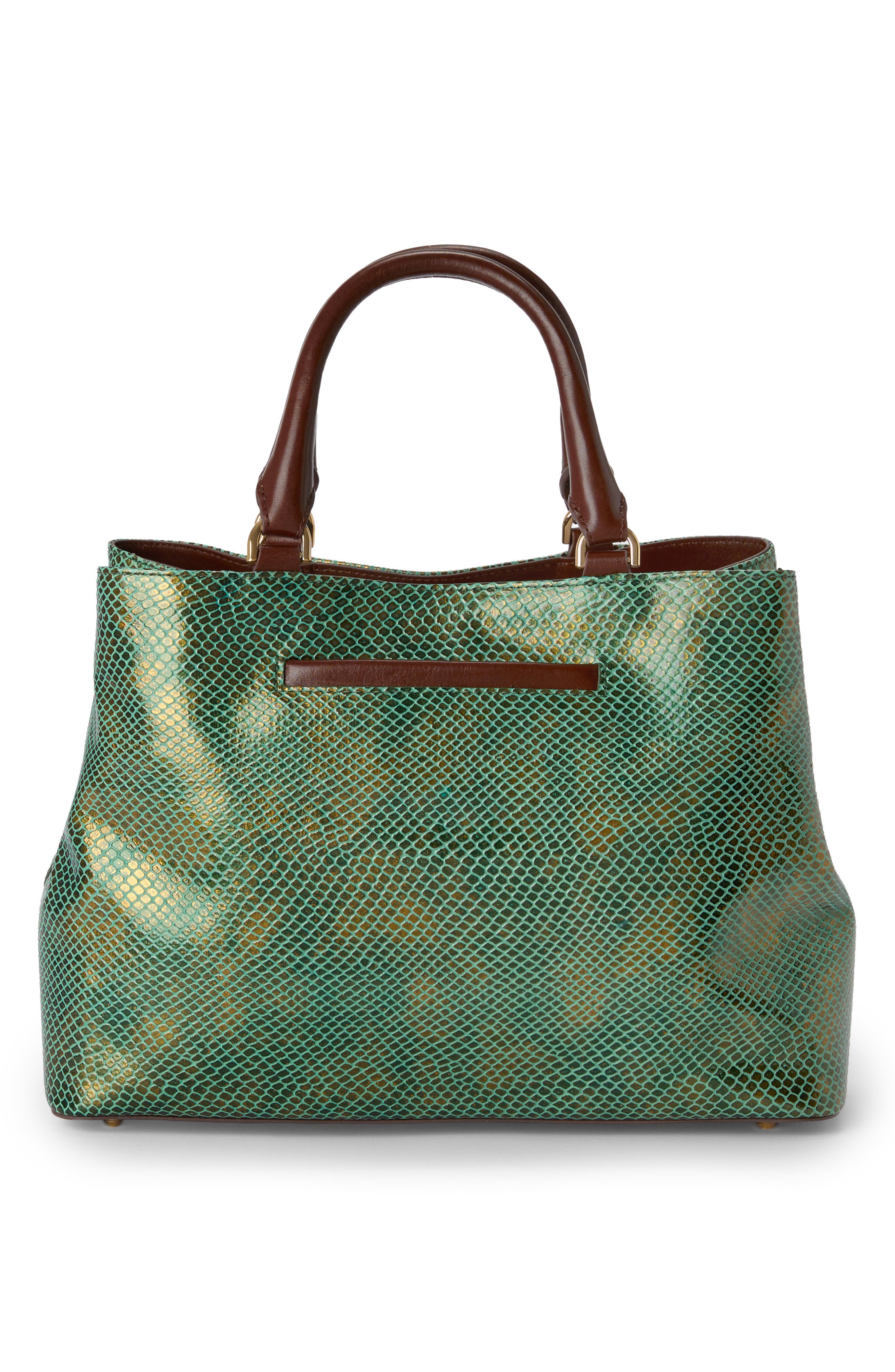 Small Denise Leather Tote, Alternate, color, DARK GREEN