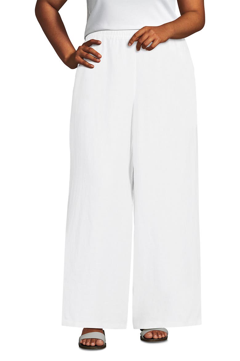 Linen High Rise Palazzo Pants, Main, color, White