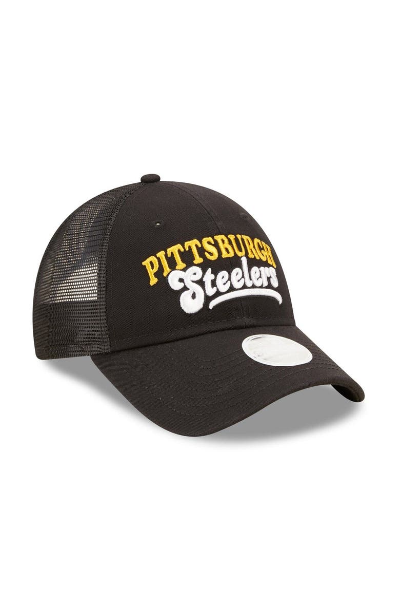 Women's New Era   Black Pittsburgh Steelers Team Trucker 9FORTY Snapback Hat, Alternate, color, Black