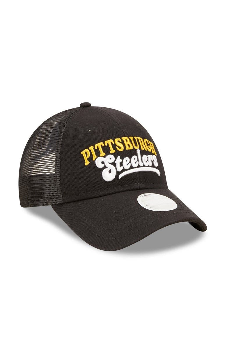 New Era Women's New Era   Black Pittsburgh Steelers Team Trucker 9FORTY Snapback Hat, Alternate, color, 