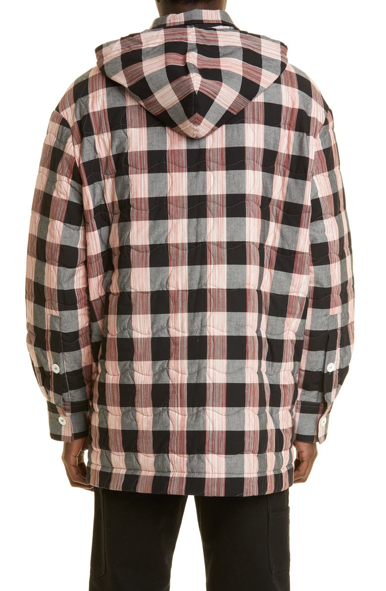Loewe Check Quilted Hooded Overshirt, Alternate, color,