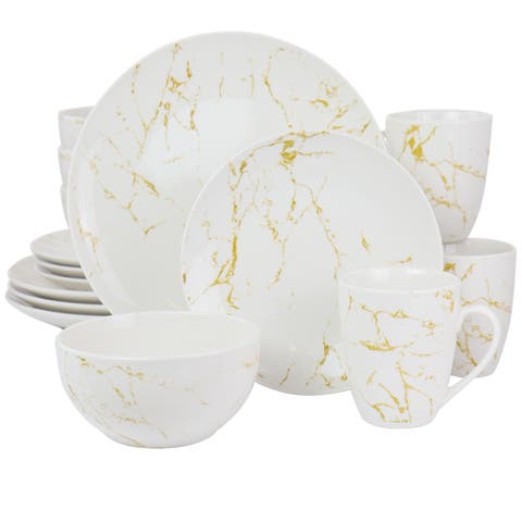 Fine Marble 16 Piece Stoneware Dinnerware Set