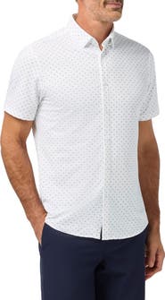Mizzen+Main Halyard Trim Fit White Tossed Triangle Short Sleeve Performance Button-Up Shirt
