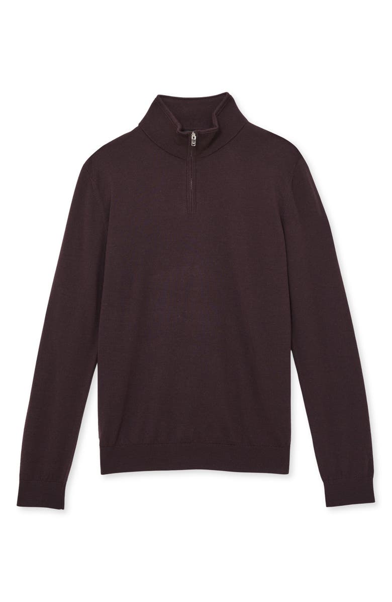 Reiss Blackhall Wool Quarter Zip Pullover, Alternate, color, Dark Bordeaux