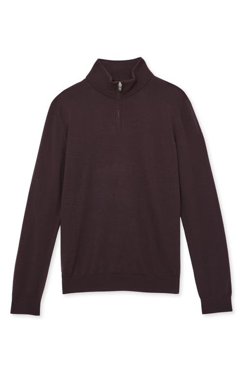 Reiss Blackhall Wool Quarter Zip Pullover In Brown